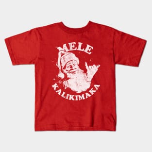 Retro Christmas Mele Kalikimaka Santa Shaka Hawaii Kids T-Shirt